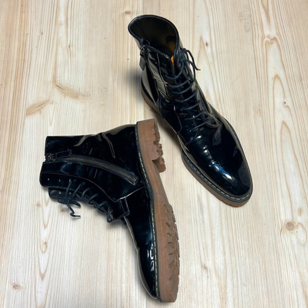 D Squared Black Patent Leather Super Boots